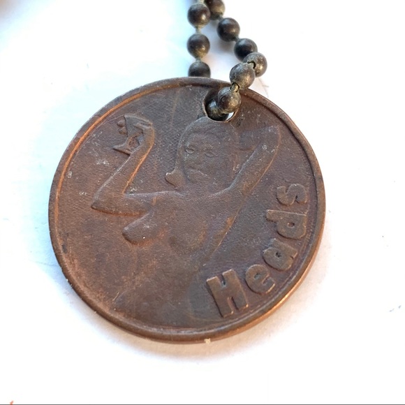 HEADS OR TAILS🎄ANTIQUE Coil Lucky Keychain🎄 - Picture 2 of 2